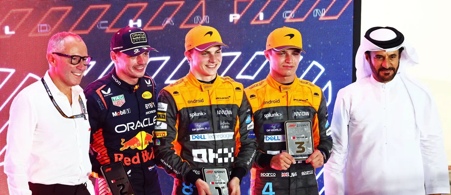 Podium sprintu Grand Prix Kataru / © Getty Images / Red Bull Content Pool